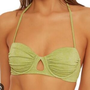 Isabella Rose NWT D-CUP SAGE SPARKLE Green UNDERWIRE Bikini Top